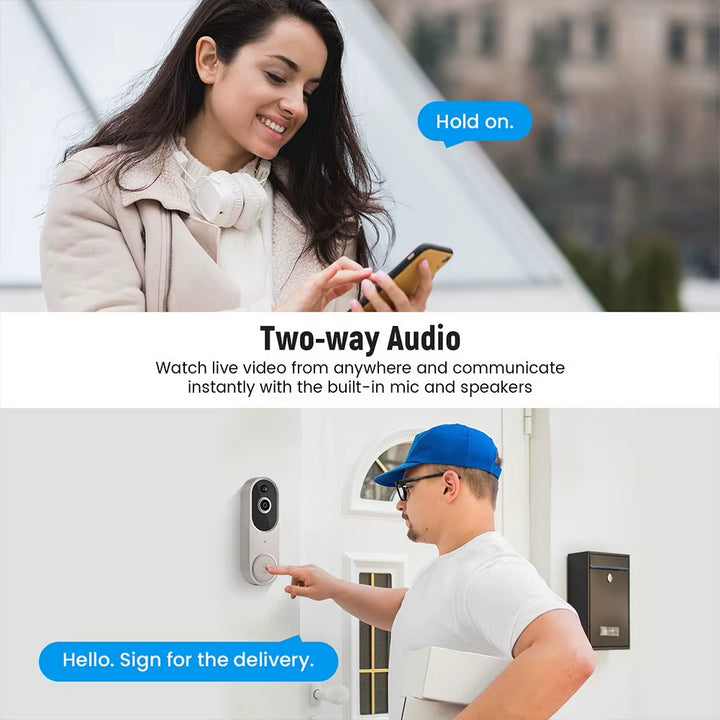 1080P Wireless Video Doorbell Camera Smart Door Bell Two-Way Audio Smart Security Motion Detect Night Vision Intercom Doorbell