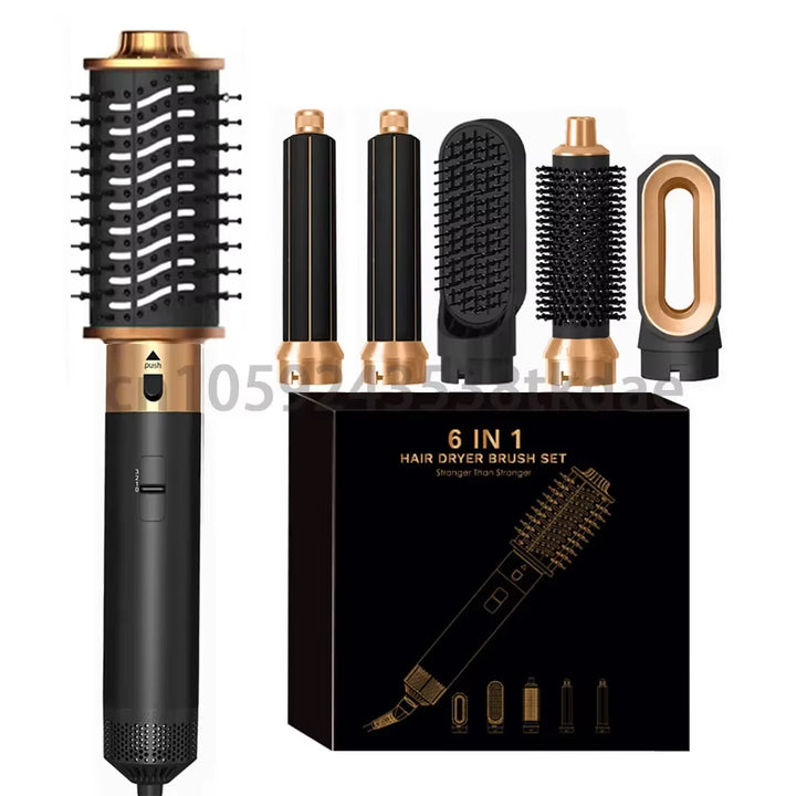 6 in 1 Hair Dryer One-Step Hot Air Comb Set Professional Air Styling Curling Iron Hair Straightener Styling Tool Hair Dryer