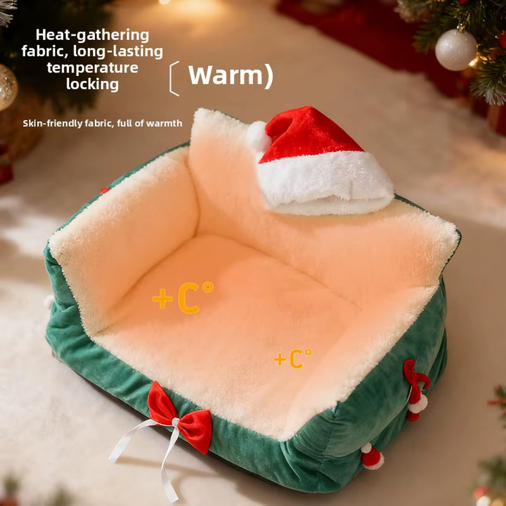 Winter Warm Cat Bed Large Size Removable Washable All Season Pet Sofa Christmas Cat House for Pets