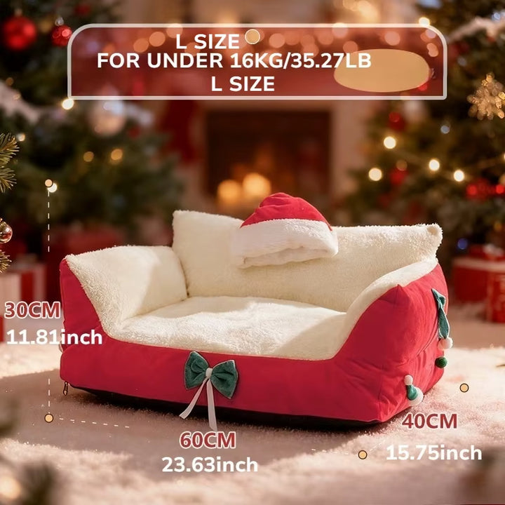 Winter Warm Cat Bed Large Size Removable Washable All Season Pet Sofa Christmas Cat House for Pets