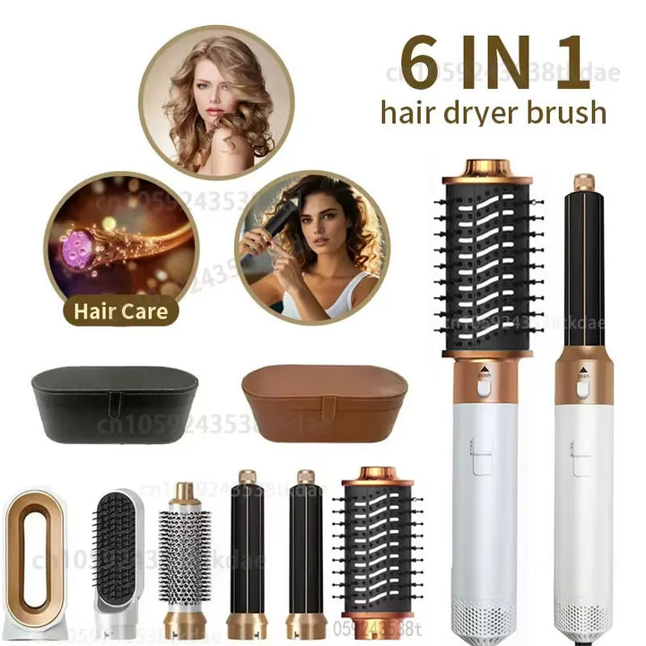 6 in 1 Hair Dryer One-Step Hot Air Comb Set Professional Air Styling Curling Iron Hair Straightener Styling Tool Hair Dryer