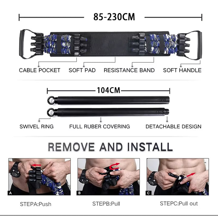 Adjustable Resistance Bands Bench Press Pull Rope Chest Builder Workout Equipment Arm Expander Resistance Training for Home Gym