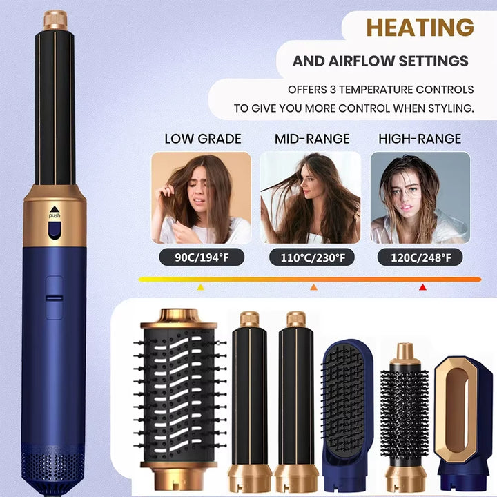 6 in 1 Hair Dryer One-Step Hot Air Comb Set Professional Air Styling Curling Iron Hair Straightener Styling Tool Hair Dryer
